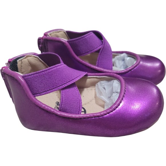 NEW A Bear Co Toddler Size 3 Smooth Glitter Ballerina Flats Vivid Purple - Picture 1 of 8